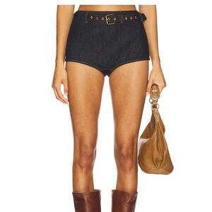 Denim Belted Short lioness Halston briefs dark denim AU6/XS NWT NEW revolve